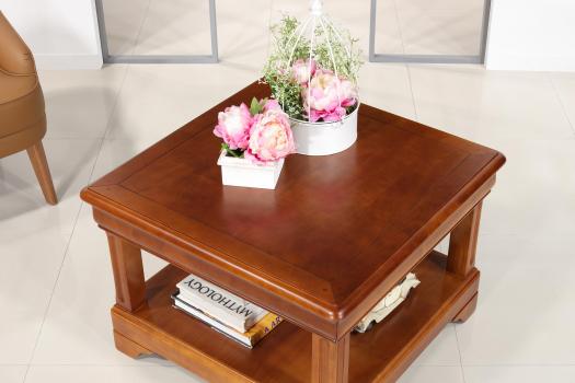 Table basse carrée Anaîs réalisée en Merisier de style Louis Philippe 80x80 