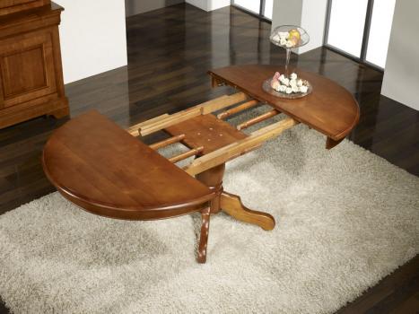 Table ronde pieds central Sabine réalisée en merisier massif de style Louis Philippe