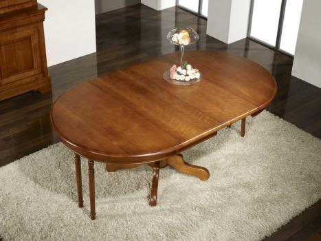 Table ronde pieds central Sabine réalisée en merisier massif de style Louis Philippe
