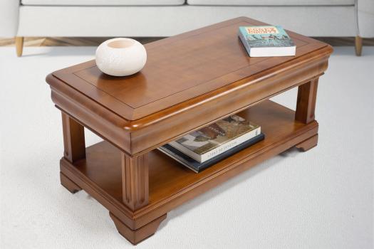 Table basse Gabriel réalisée en Merisier de style Louis Philippe 1 tiroir de chaque côté Longueur 100 cm 