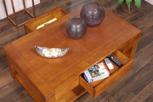 Table basse rectangulaire Magaly réalisée en Merisier Ligne Contemporaine Longueur 120 cm, SEULEMENT 1 DISPONIBLE