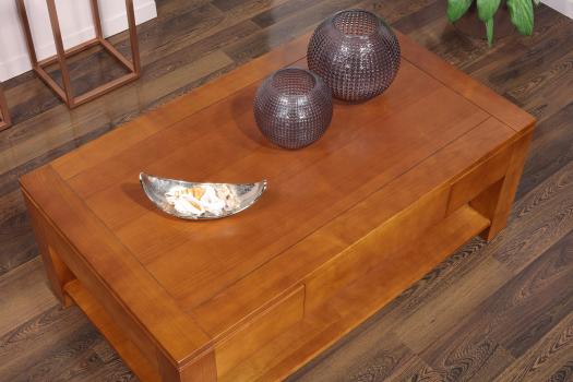 Table basse rectangulaire Magaly réalisée en Merisier Ligne Contemporaine Longueur 120 cm, SEULEMENT 1 DISPONIBLE