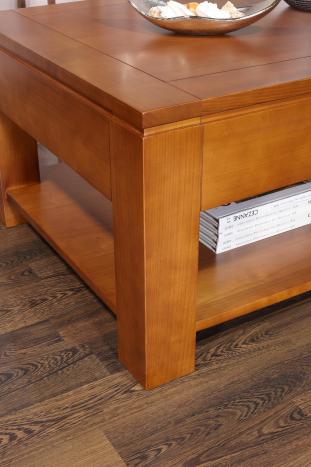 Table basse rectangulaire Magaly réalisée en Merisier Ligne Contemporaine Longueur 120 cm, SEULEMENT 1 DISPONIBLE