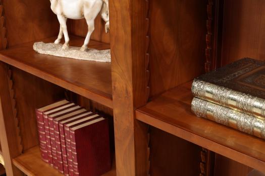 Bibliothèque Sylvia de ligne contemporaine réalisée en merisier massif 4 modules Longueur 255 cm 
