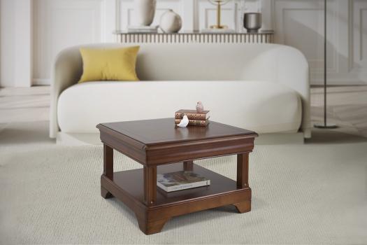 Table basse carrée réalisée en Merisier de style Louis Philippe 80x80 SEULEMENT 1 DISPONIBLE