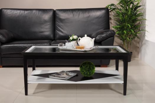 Table basse Capucine réalisée en Merisier de Ligne Contemporaine Plateau Verre