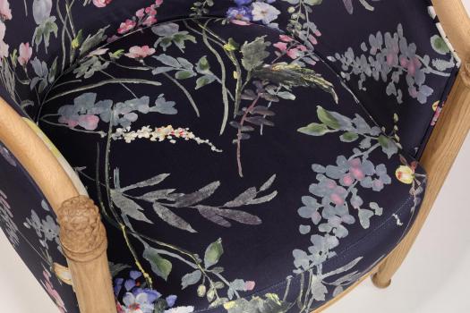 Fauteuil Cabriolet Mathieu réalisé en MERISIER Massif de style Louis Philippe Tissu d'ameublement FSM