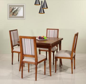 Table de salle à manger Carrée Clothilde 90x90 en merisier de style Louis Philippe Double Plateau