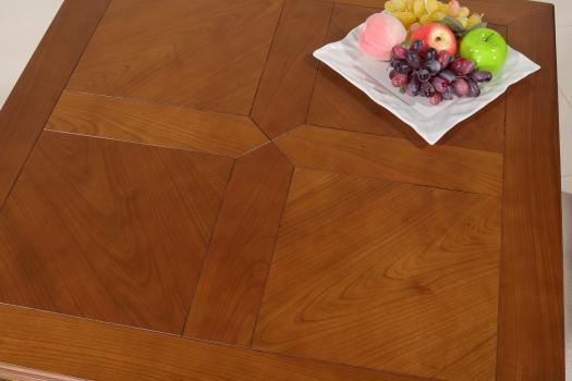 Table de salle à manger Carrée Clothilde 90x90 en merisier de style Louis Philippe Double Plateau
