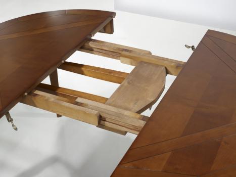 Table ronde 4 pieds plateau marquetté réalisée en Merisier de style Louis Philippe DIAMETRE 120