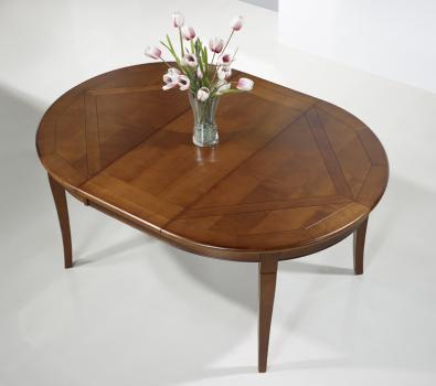 Table ronde 4 pieds plateau marquetté réalisée en Merisier de style Louis Philippe DIAMETRE 120