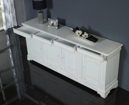  Buffet 4 portes 4 tiroirs réalisé en Merisier Massif de style Louis Philippe Finition Laqué Ivoire